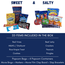 Load image into Gallery viewer, Movie Night Gift Box Set Snacks + Movie Night Bingo &amp; More
