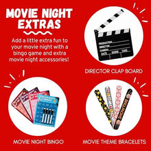 Load image into Gallery viewer, Movie Night Gift Basket – 42-Piece Gift Box with Popcorn, Candy, Snacks & Bingo – Birthdays, Date Night, Family, Kids, Adults, Mom, Dad, Teens, Christmas, Mothers Day, Fathers Day, Raffle & Fundraiser