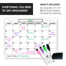Load image into Gallery viewer, Dry Erase Calendar for Fridge - White - XOXO Parents