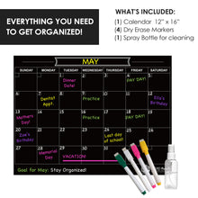 Load image into Gallery viewer, Dry Erase Magnet Calendar for Fridge - Black - XOXO Parents