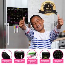 Load image into Gallery viewer, Dry Erase Magnet Calendar for Fridge - Black - XOXO Parents