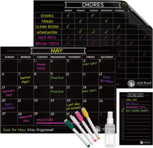 Load image into Gallery viewer, Magnet Chore Chart + Calendar + To Do List (Black) - XOXO Parents