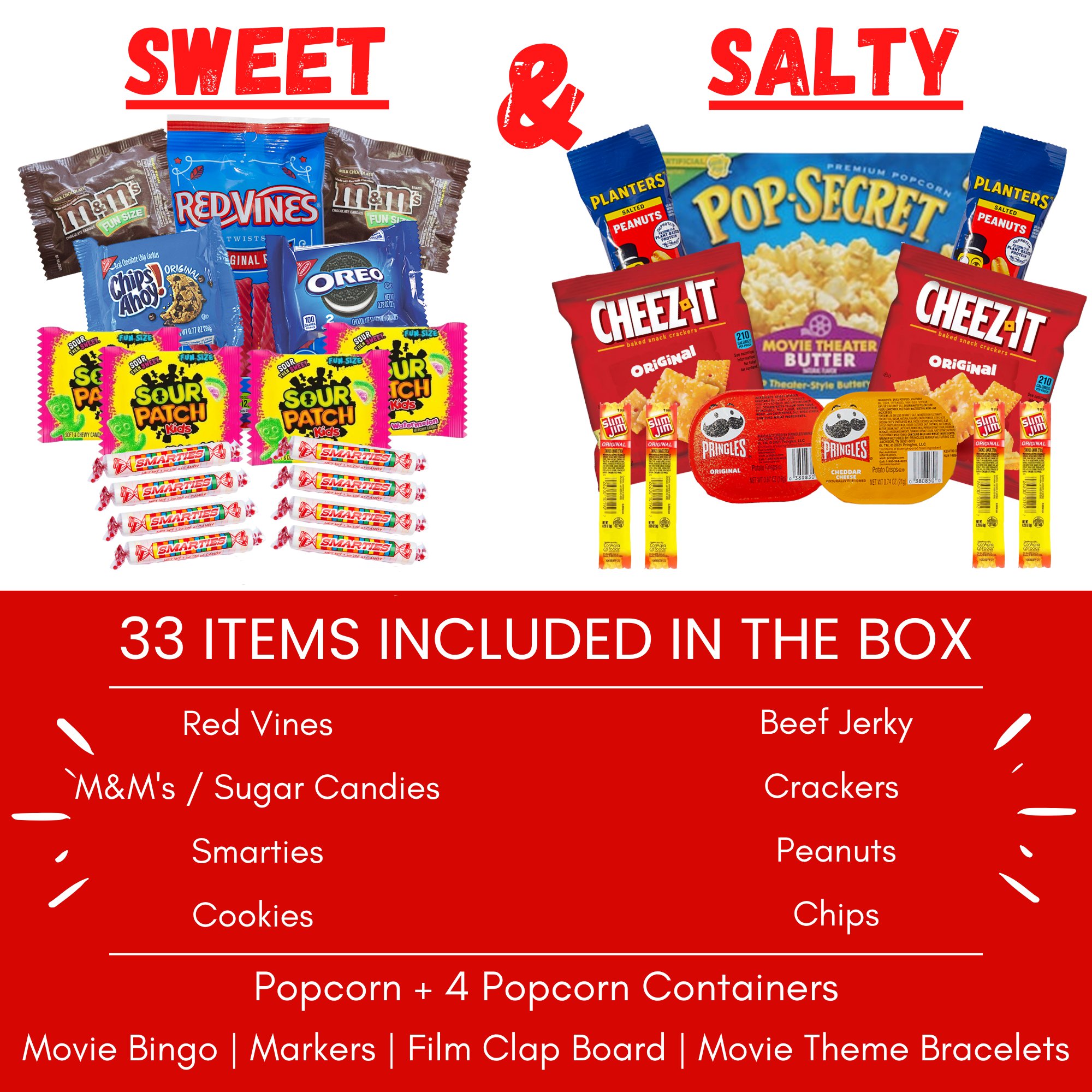Movie Night Co.™ Gift Box Set Snacks + Movie Night Bingo & More