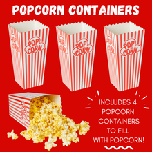 Load image into Gallery viewer, Movie Night Gift Basket – 42-Piece Gift Box with Popcorn, Candy, Snacks &amp; Bingo – Birthdays, Date Night, Family, Kids, Adults, Mom, Dad, Teens, Christmas, Mothers Day, Fathers Day, Raffle &amp; Fundraiser
