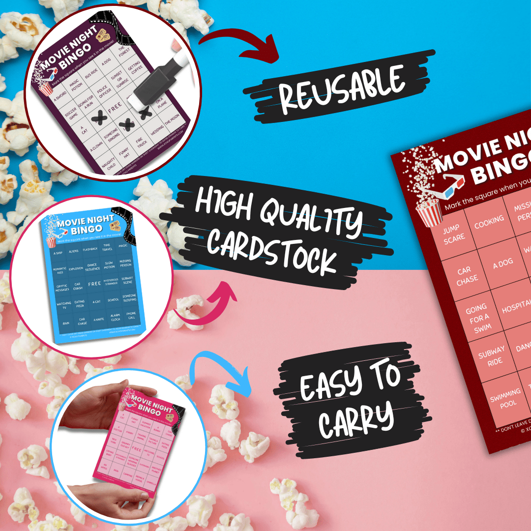 Movie Night Bingo Cards - XOXO Parents