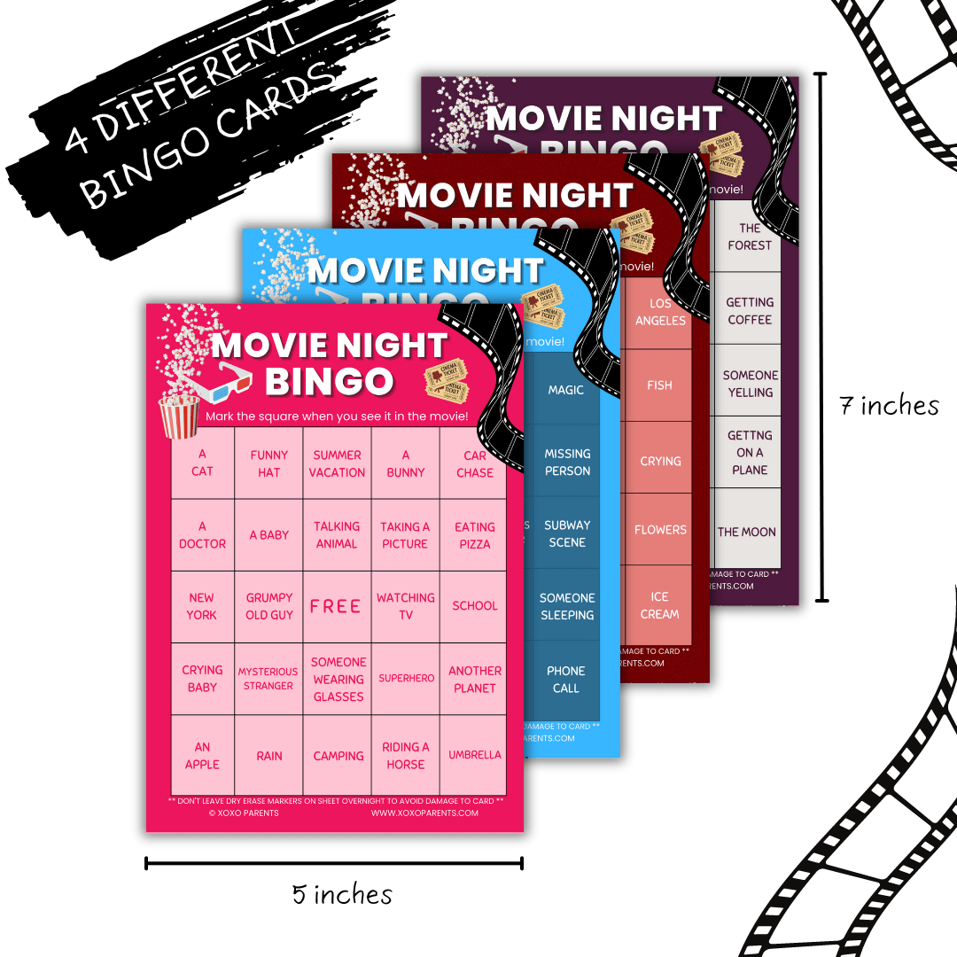 Movie Night Bingo Cards - XOXO Parents