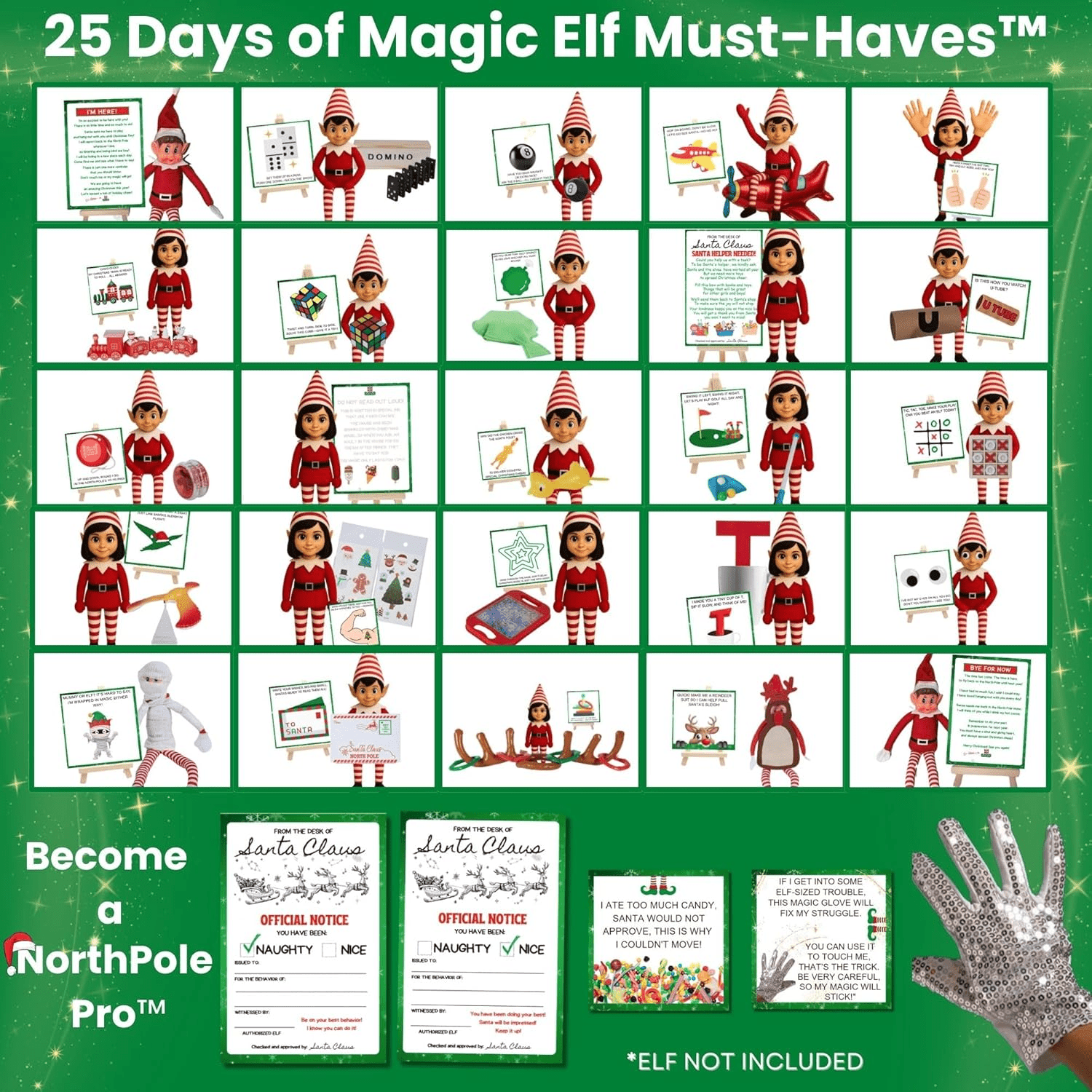 NorthPole Pro™ 25 Day Christmas Elf Kit - Magic Elf Must - Haves™ & Elf Magic in a Box™ - XOXO Parents