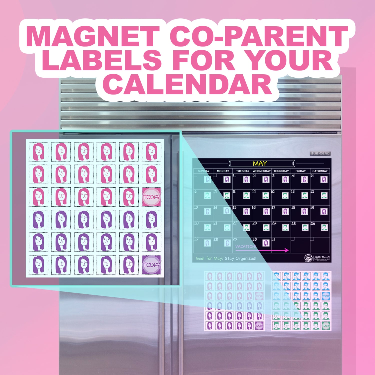 Magnet CoParenting Labels - XOXO Parents