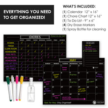 Load image into Gallery viewer, Magnet Chore Chart + Calendar + To Do List (Black) - XOXO Parents
