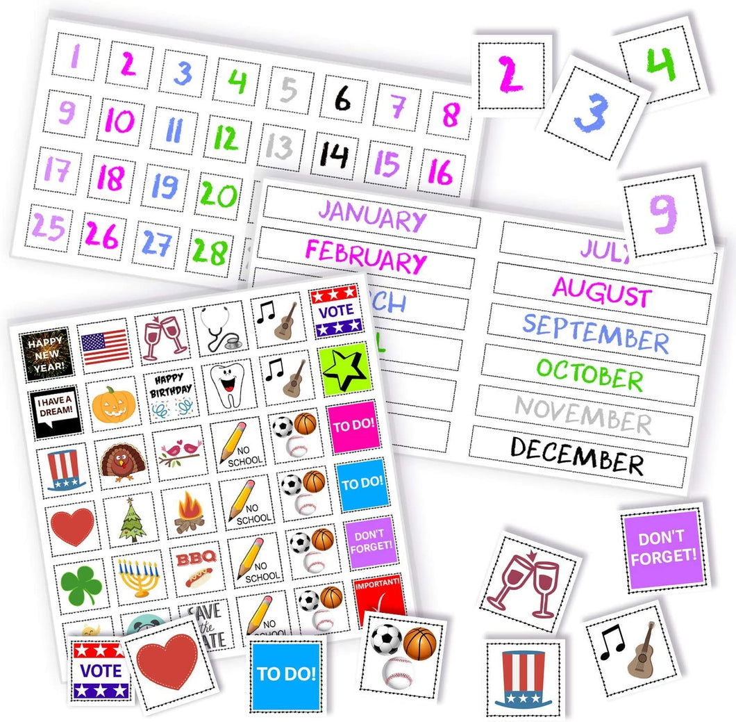 Colorful Magnetic Numbers and Month Labels - XOXO Parents