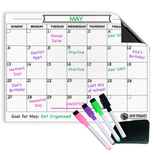 Dry Erase Calendar for Fridge - White - XOXO Parents