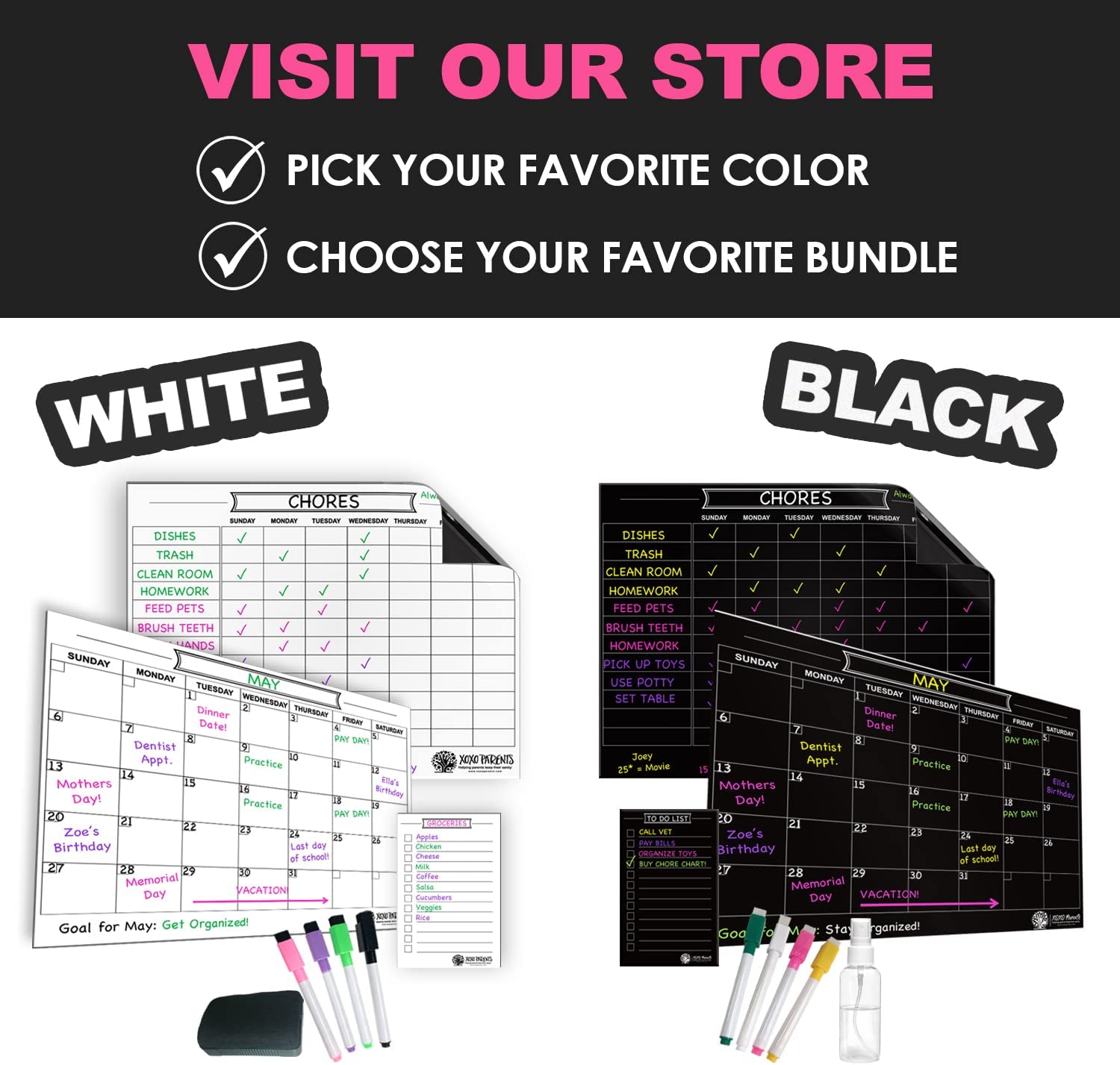 Dry Erase Calendar for Fridge - White - XOXO Parents