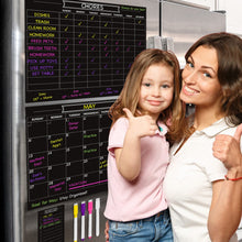 Load image into Gallery viewer, Magnet Chore Chart + Calendar + To Do List (Black) - XOXO Parents

