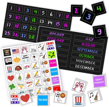 Load image into Gallery viewer, Magnetic Month Labels, Dates &amp; Holidays (Black) - XOXO Parents
