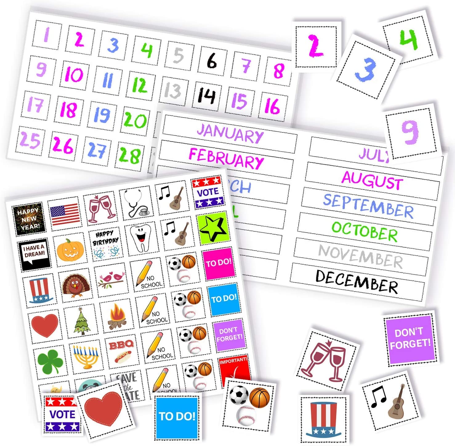 Magnetic Month Labels, Dates & Holidays (White) - XOXO Parents