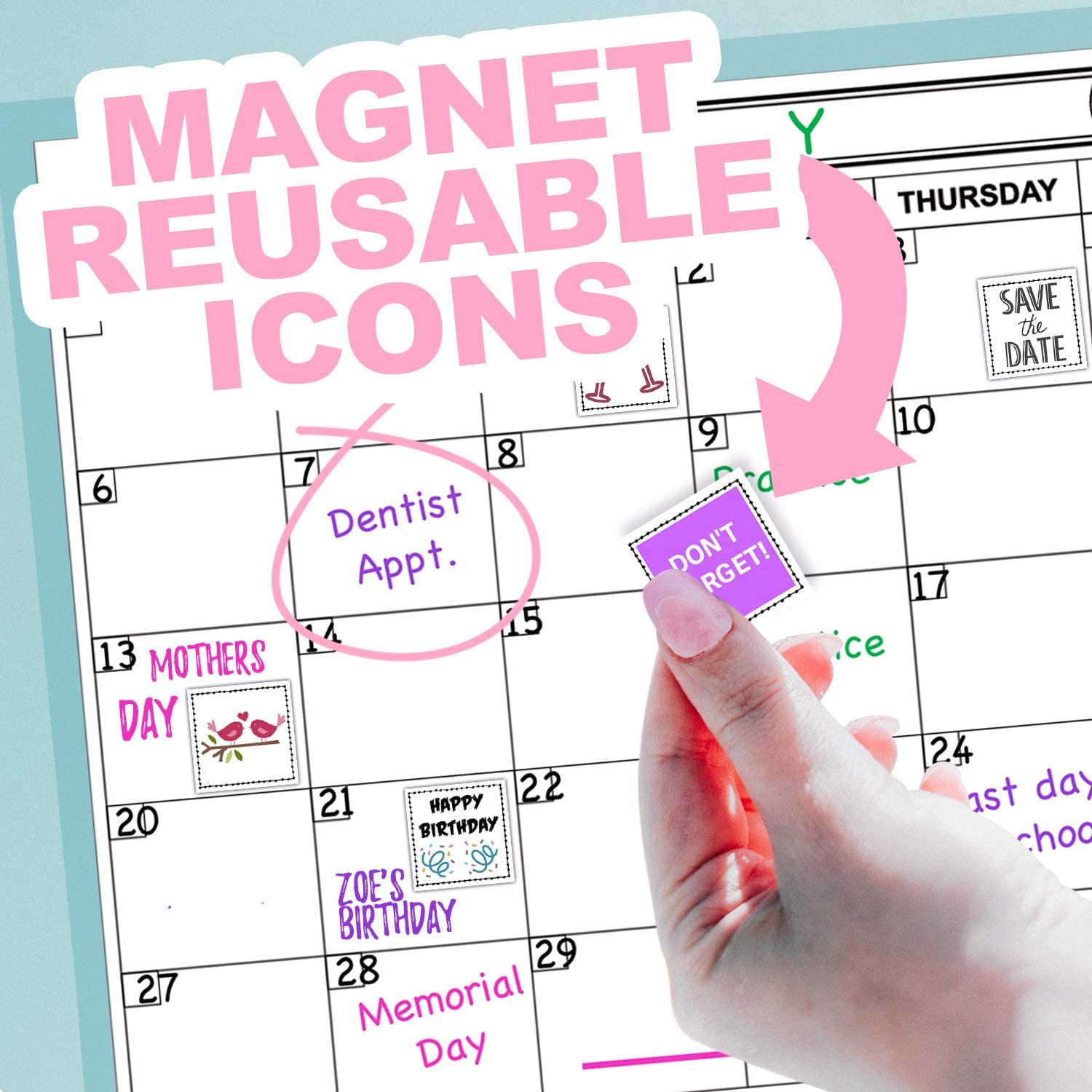 Magnetic Month Labels, Dates & Holidays (White) - XOXO Parents
