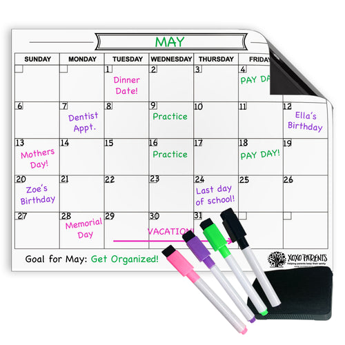 Dry Erase Calendar for Fridge - White - XOXO Parents